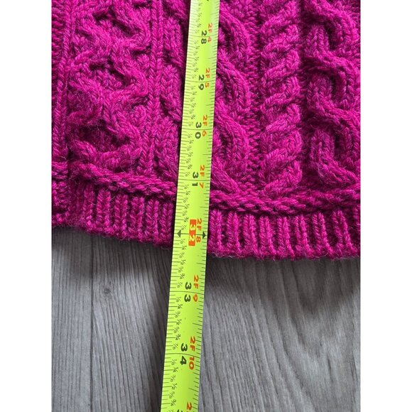 Aran Crafts Womens XL Cardigan Sweater Irish Knit 100% Merino Wool Pink - Picture 7 of 8